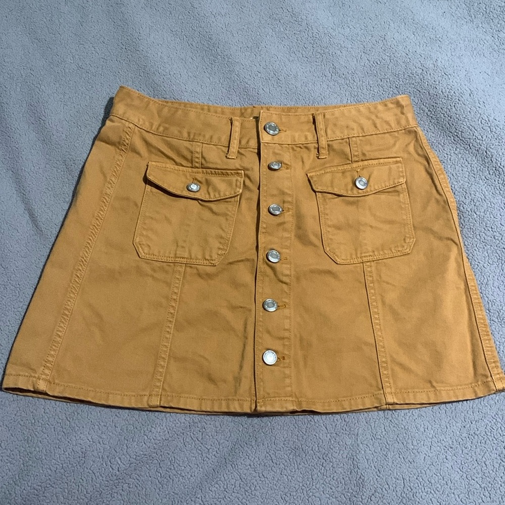 American Eagle Button Up Khaki Denim Skirt - Size 8 Long
